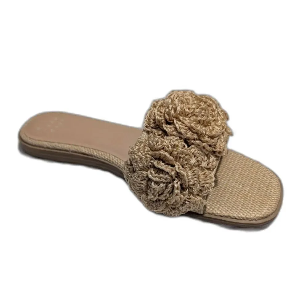 Women's Coco Raffia Flower Sandals -A New Day- Tan Size 11